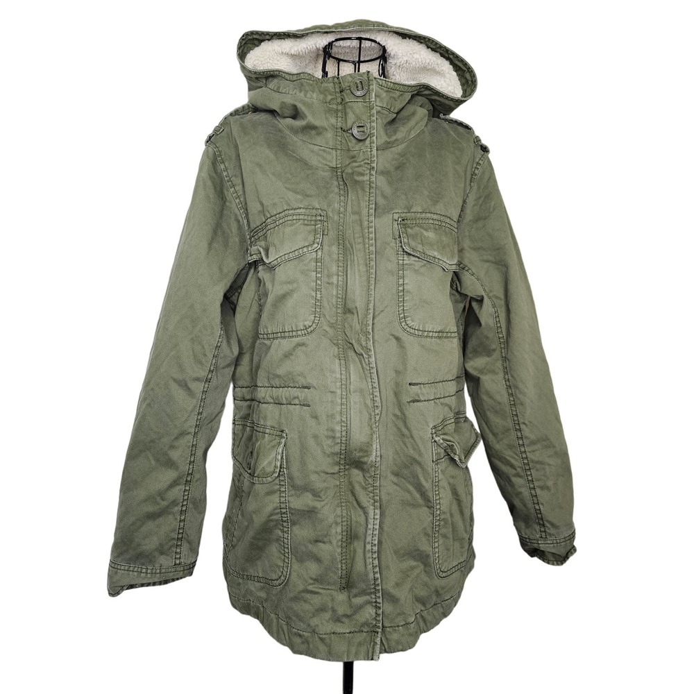 American Eagle Outfitters Olive Green Hooded Parka Jacket